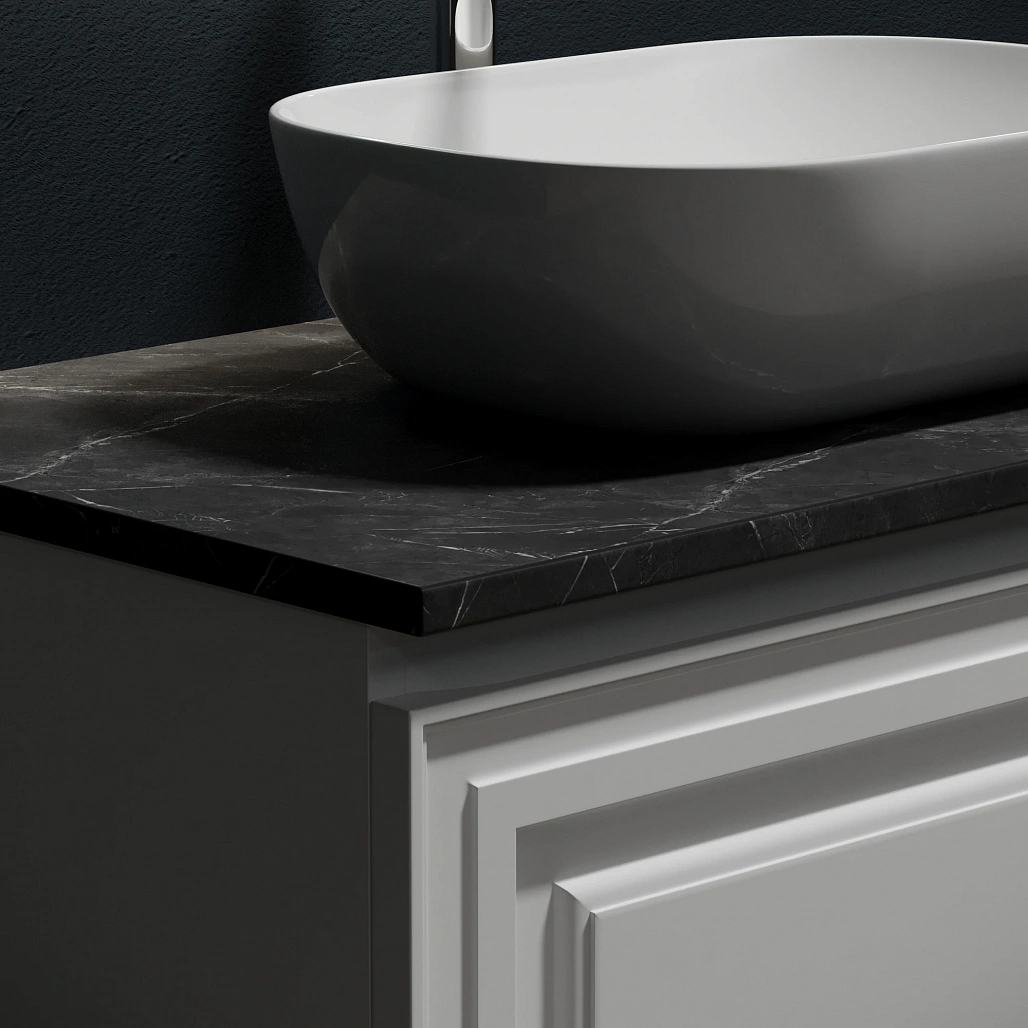 Тумба под столешницу Sancos Самая / Very 79x44,5x40,6 подвесная, белый матовый / bianco, столешница с отверстием под смеситель, черное небо / black sky — МЕБ009975 — фото 8
