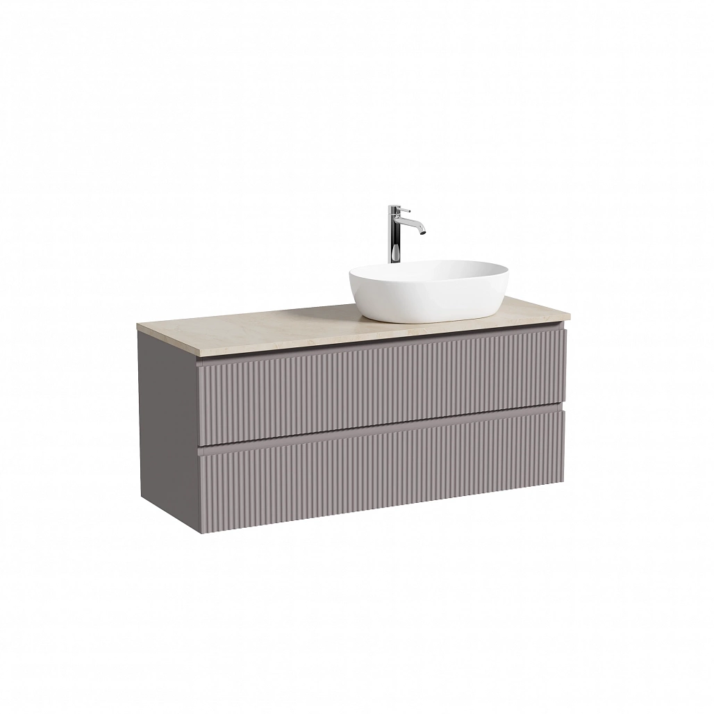 Тумба под столешницу Sancos Сноб Р / Snob R 119,5x44,5x50 правая, подвесная, темный антрацит матовый, столешница с отверстием под смеситель, креман / kreman — МЕБ009834 — фото 1