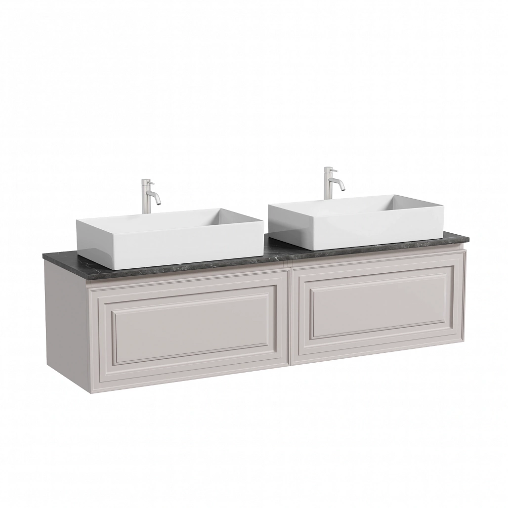 Тумба под столешницу Sancos Самая / Very 79x44,5x40,6 подвесная, пыльная роза / doha soft, столешница 160 см, с отверстием под смеситель, черное небо / black sky — МЕБ009739 — фото 1