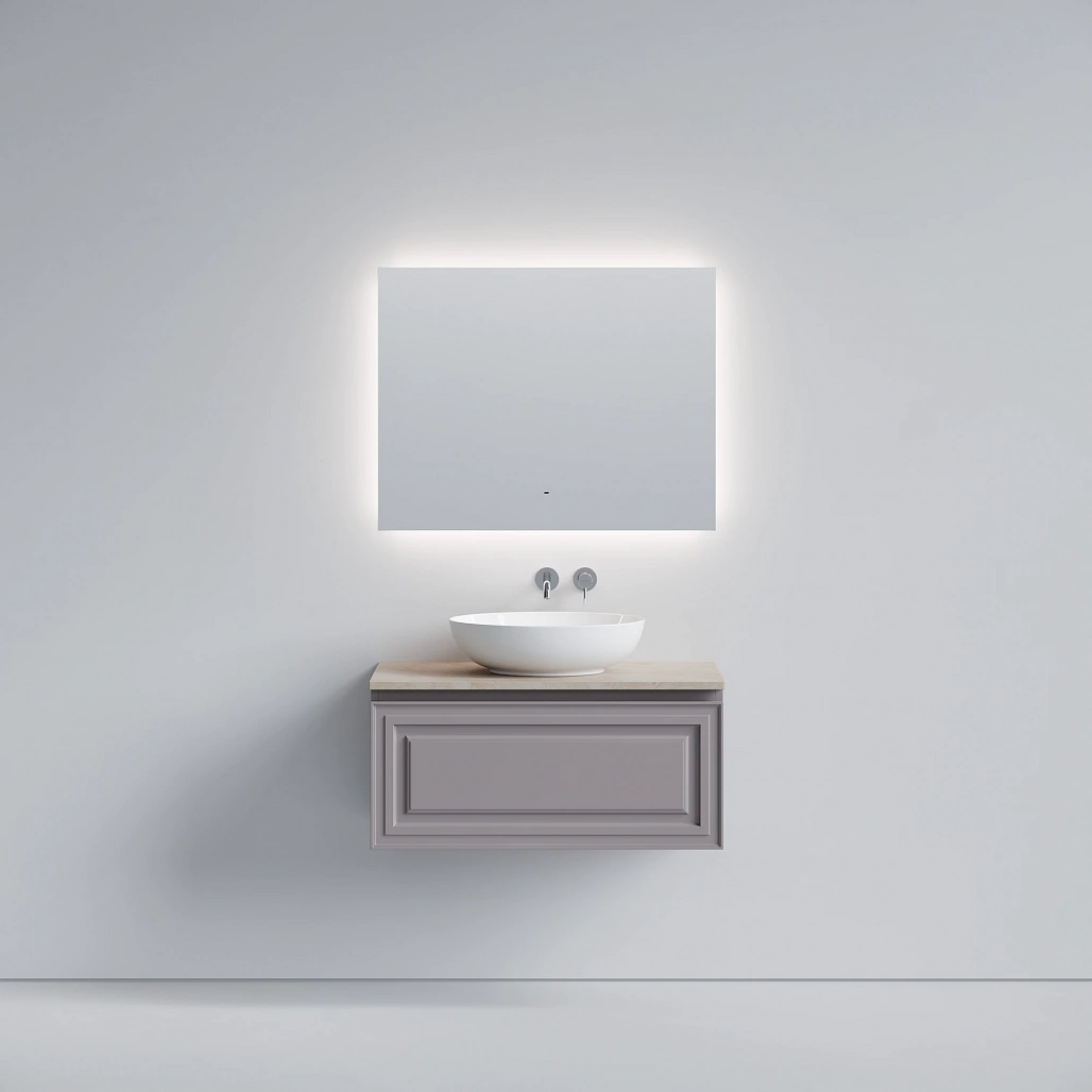 Тумба под столешницу Sancos Самая / Very 89x44,5x40,6 подвесная, пыльная роза / doha soft, столешница без отверстия под смеситель, креман / kreman — МЕБ009740 — фото 2