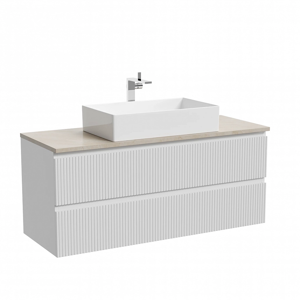 Тумба под столешницу Sancos Сноб T / Snob T 119,5x44,5x50 подвесная, белый матовый / bianco, столешница с отверстием под смеситель, креман / kreman — МЕБ009883 — фото 1