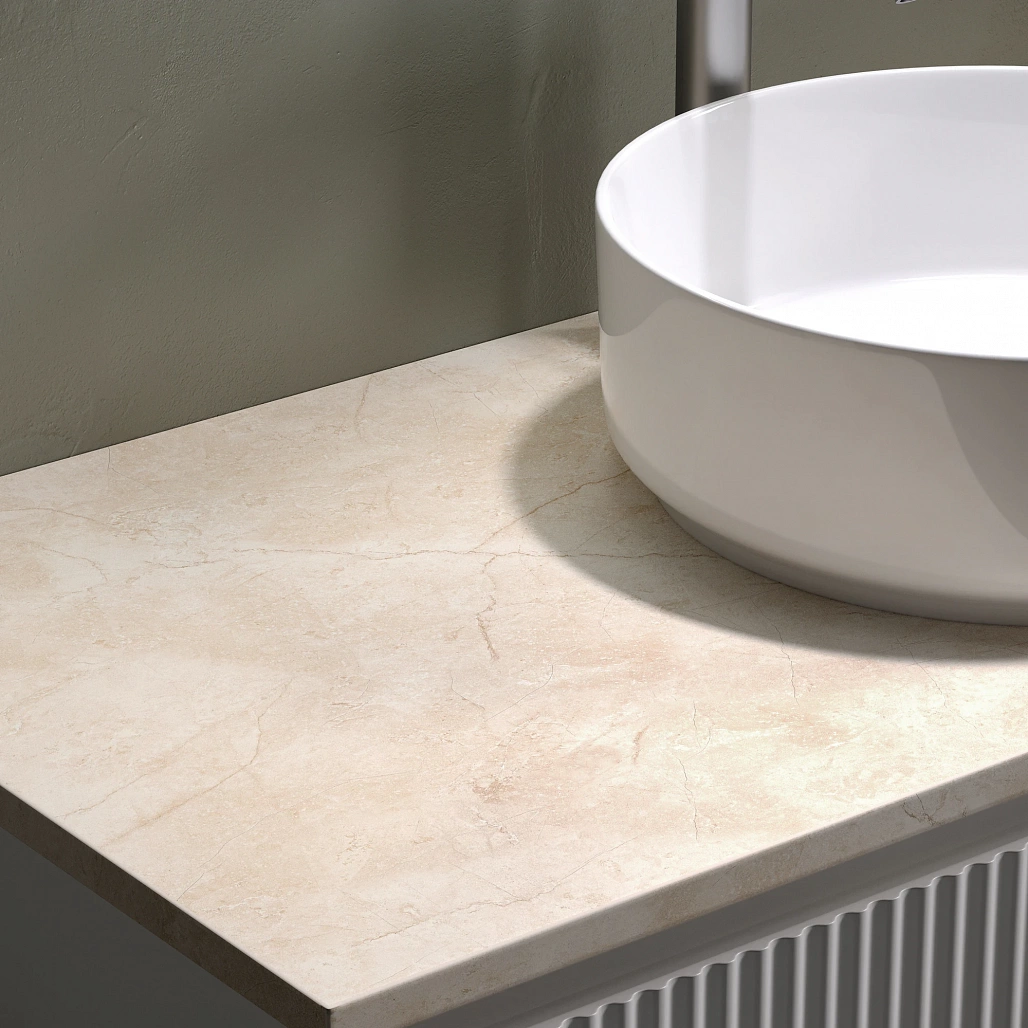 Тумба под столешницу Sancos Сноб Р / Snob R 99,5x44,5x50 подвесная, пыльная роза / doha soft, столешница с отверстием под смеситель, креман / kreman — МЕБ009490 — фото 13
