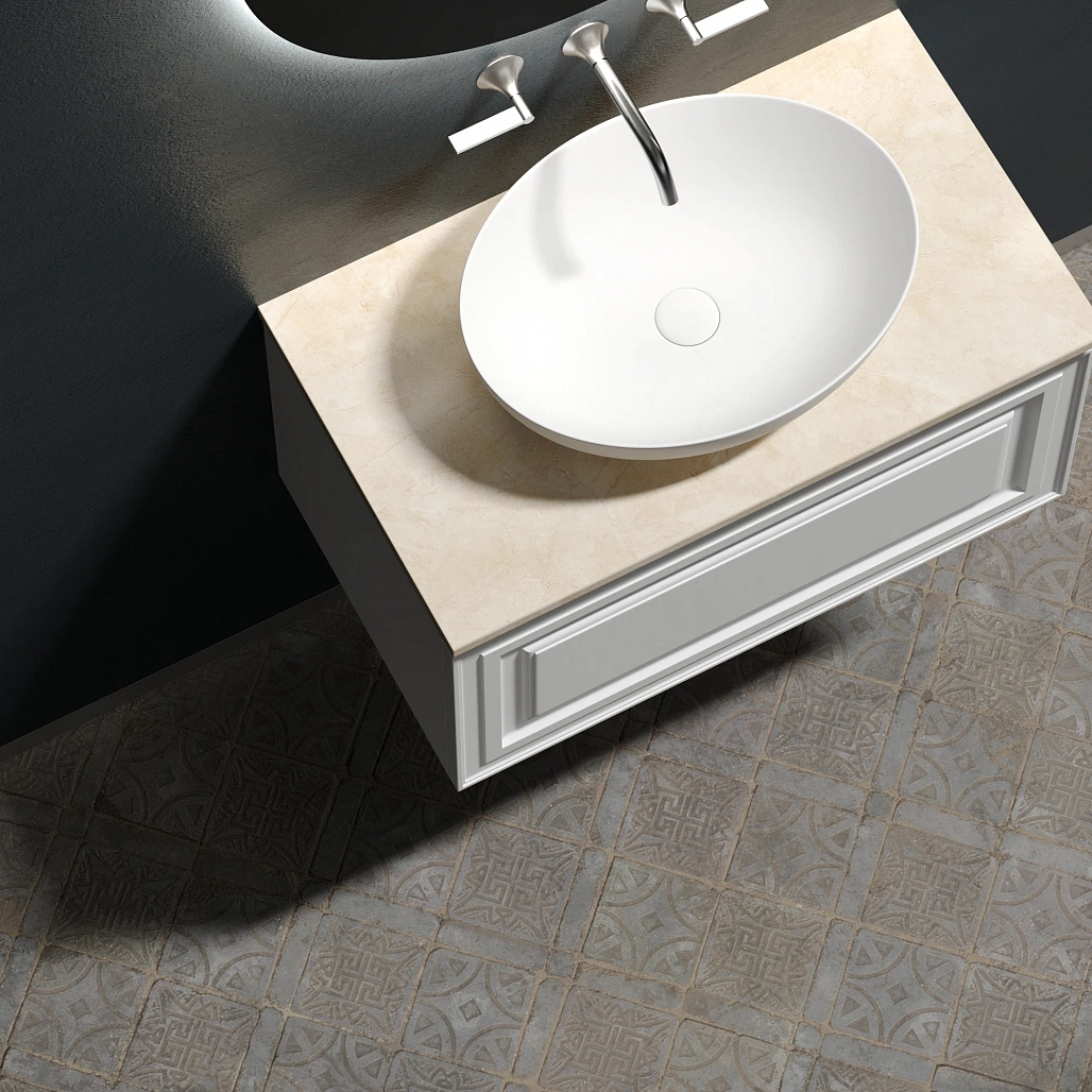 Тумба под столешницу Sancos Самая / Very 79x44,5x40,6 подвесная, белый матовый / bianco, столешница без отверстия под смеситель, креман / kreman — МЕБ009501 — фото 8