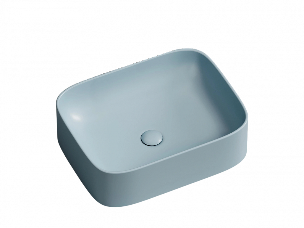 Раковина накладная Ceramicanova Элемент / Element 50,5x38x15 без перелива, прямоугольная, голубой матовый — РАК010121 — фото 1