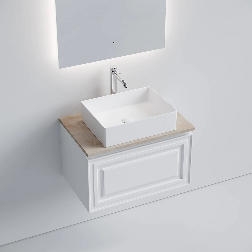 Тумба под столешницу Sancos Самая / Very 69x44,5x40,6 подвесная, белый матовый / bianco, столешница с отверстием под смеситель, креман / kreman — МЕБ009662 — фото 3