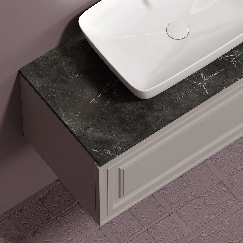 Тумба под столешницу Sancos Самая / Very 99,5x44,5x40,6 подвесная, пыльная роза / doha soft, столешница без отверстия под смеситель, черное небо / black sky — МЕБ009504 — фото 6