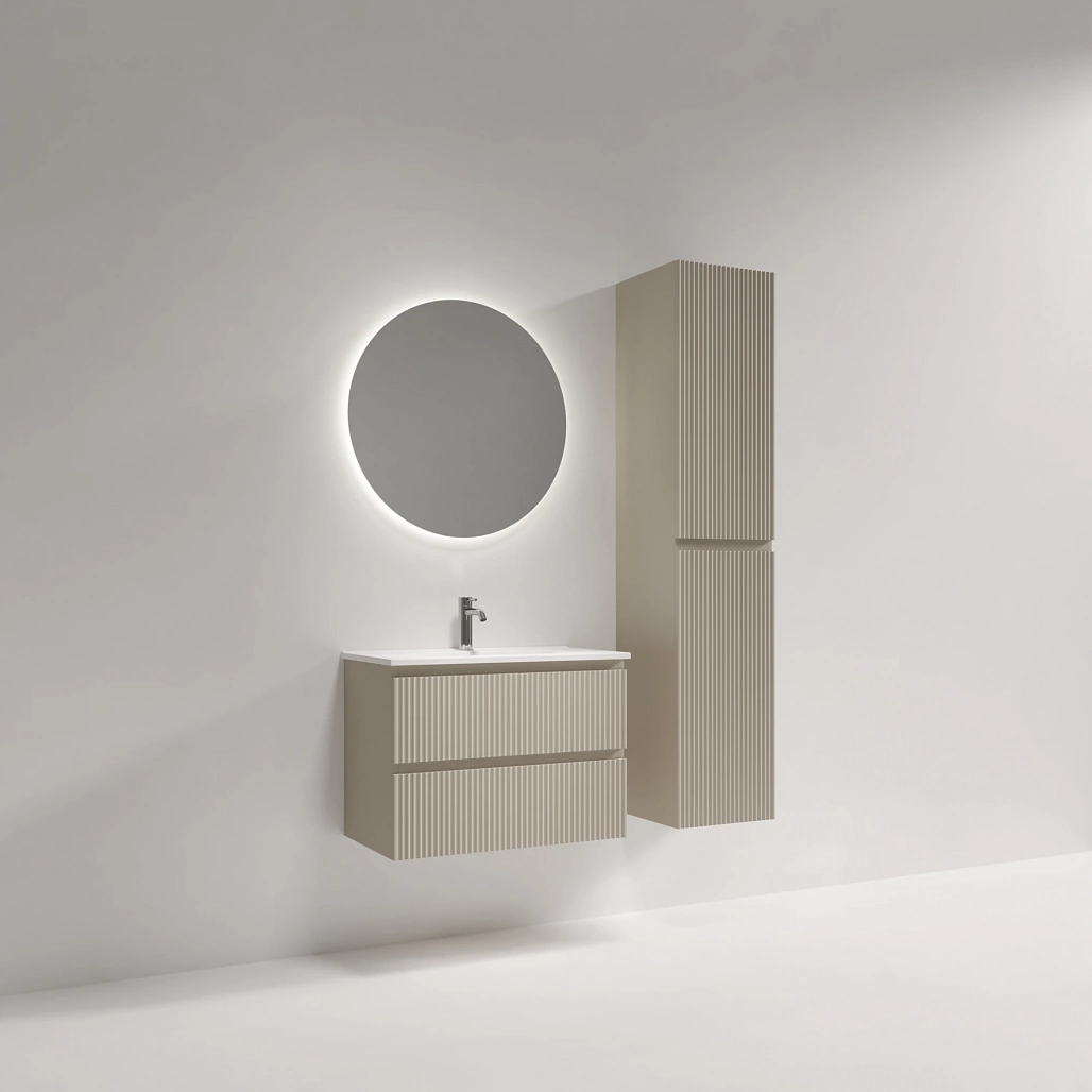 Тумба под раковину Sancos Сноб Р 390 / Snob R 390 69x39x50 подвесная, два ящика, бежевый матовый / beige soft — МЕБ009296 — фото 3