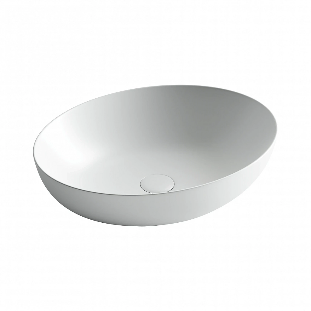 Раковина накладная Ceramicanova Элемент / Element 52x39,5x13 без перелива, овальная, белый матовый — РАК010105 — фото 1