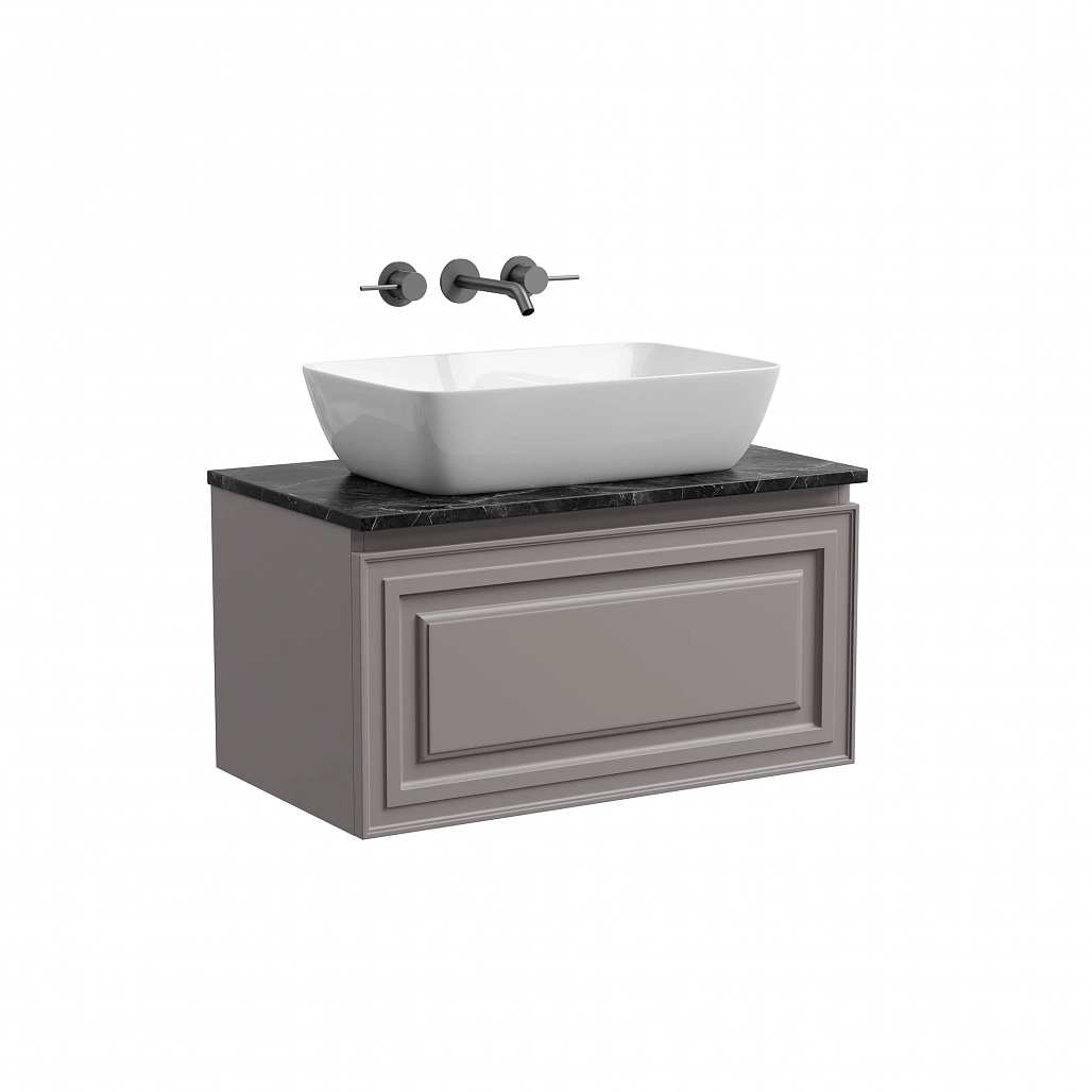 Тумба под столешницу Sancos Самая / Very 79x44,5x40,6 подвесная, пыльная роза / doha soft, столешница без отверстия под смеситель, черное небо / black sky — МЕБ009642 — фото 1