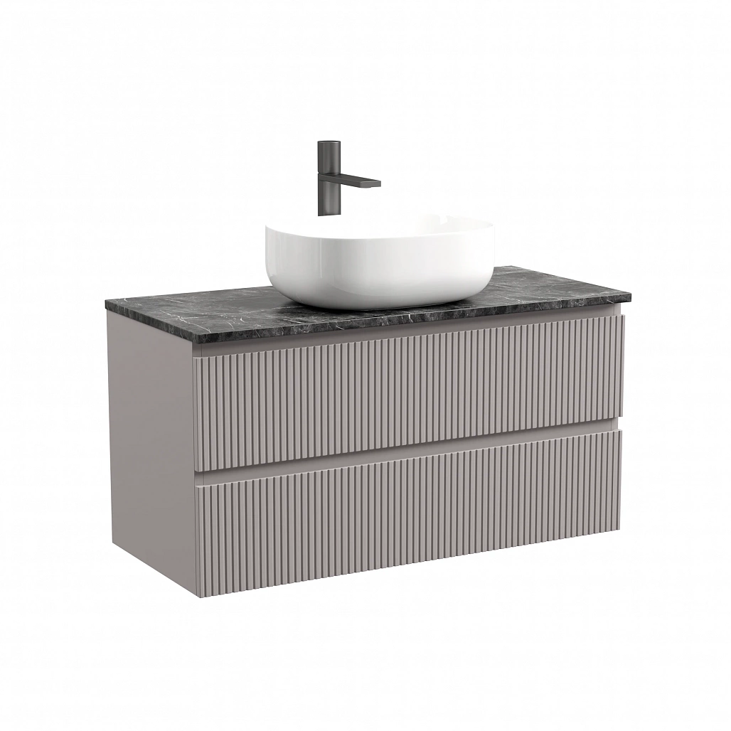 Тумба под столешницу Sancos Сноб T / Snob T 99,5x44,5x50 подвесная, пыльная роза / doha soft, столешница с отверстием под смеситель, черное небо / black sky — МЕБ009879 — фото 1