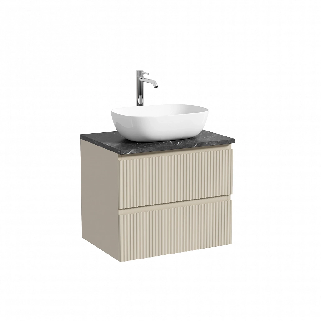 Тумба под столешницу Sancos Сноб Р / Snob R 59x44,5x50 подвесная, пыльная роза / doha soft, столешница с отверстием под смеситель, черное небо / black sky — МЕБ009795 — фото 1