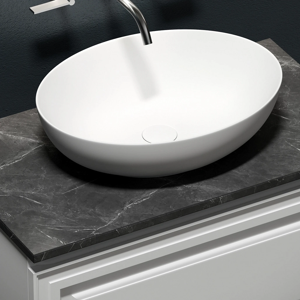 Тумба под столешницу Sancos Самая / Very 79x44,5x40,6 подвесная, белый матовый / bianco, столешница без отверстия под смеситель, черное небо / black sky — МЕБ009974 — фото 6