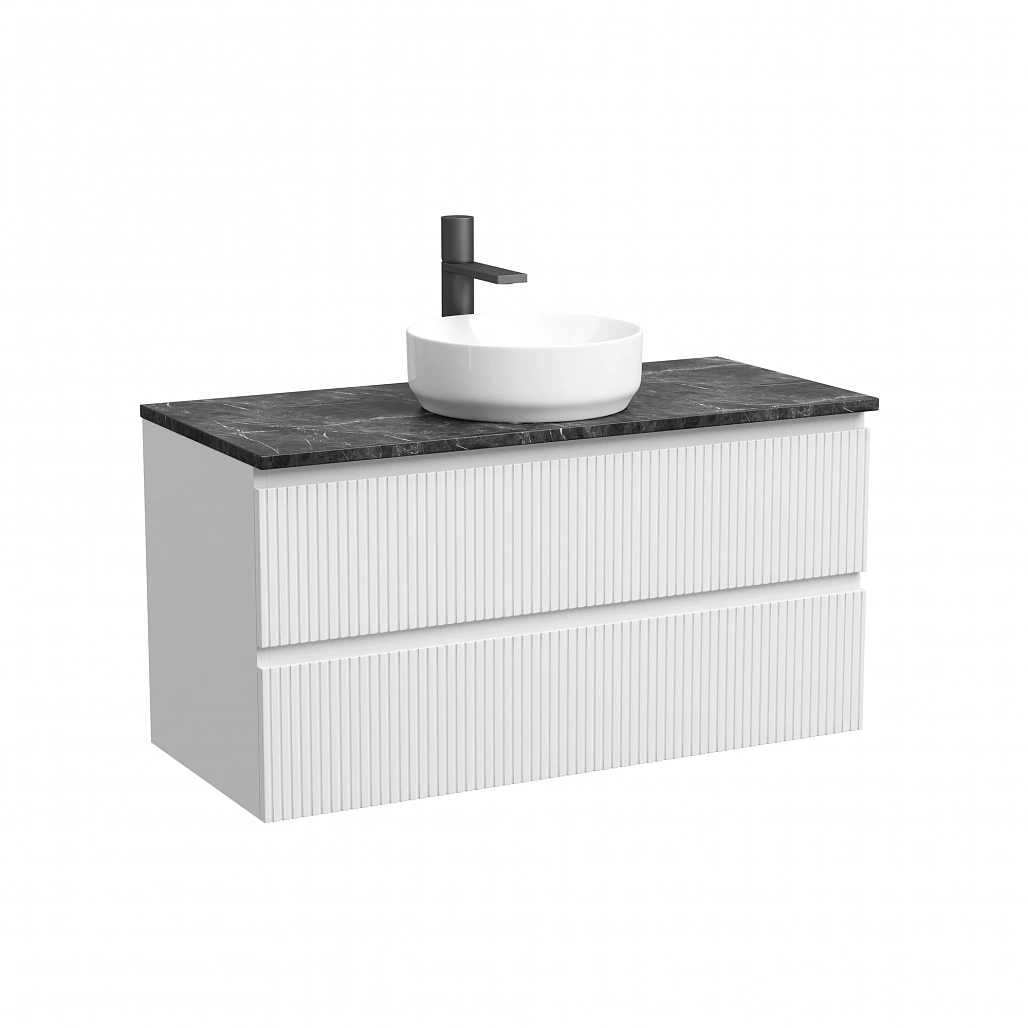 Тумба под столешницу Sancos Сноб T / Snob T 99,5x44,5x50 подвесная, белый матовый / bianco, столешница с отверстием под смеситель, черное небо / black sky — МЕБ009872 — фото 1