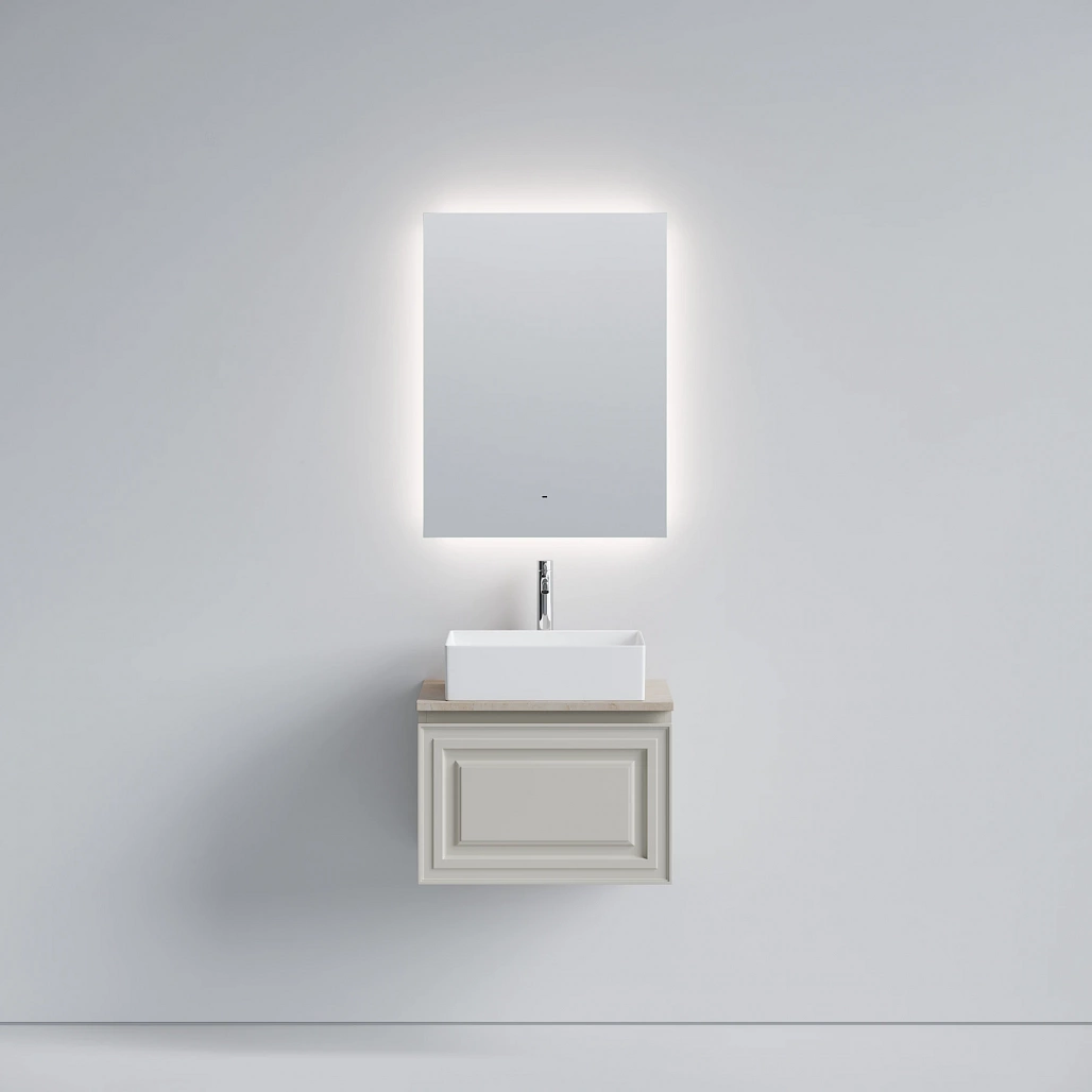 Тумба под столешницу Sancos Самая / Very 59x44,5x40,6 подвесная, бежевый матовый / beige soft, столешница с отверстием под смеситель, креман / kreman — МЕБ009678 — фото 2