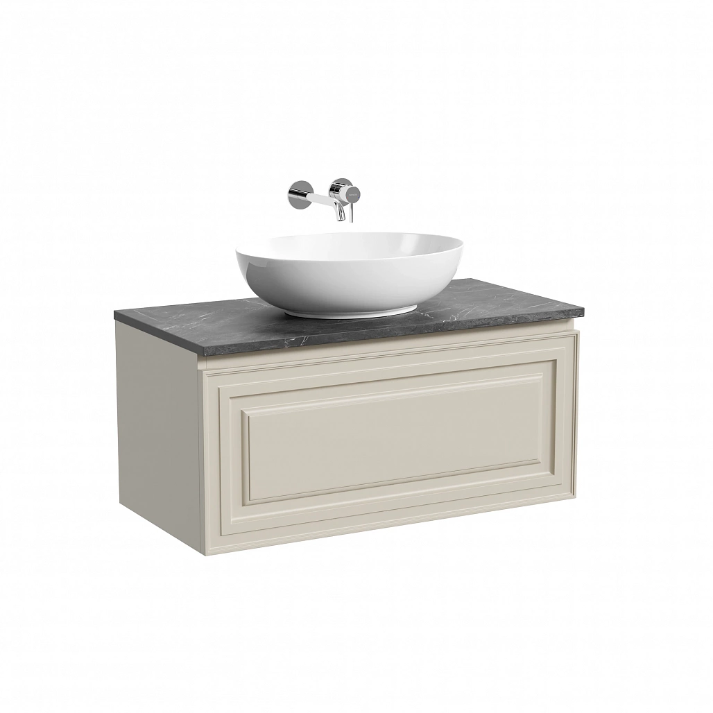 Тумба под столешницу Sancos Самая / Very 89x44,5x40,6 подвесная, бежевый матовый / beige soft, столешница без отверстия под смеситель, черное небо / black sky — МЕБ009693 — фото 1