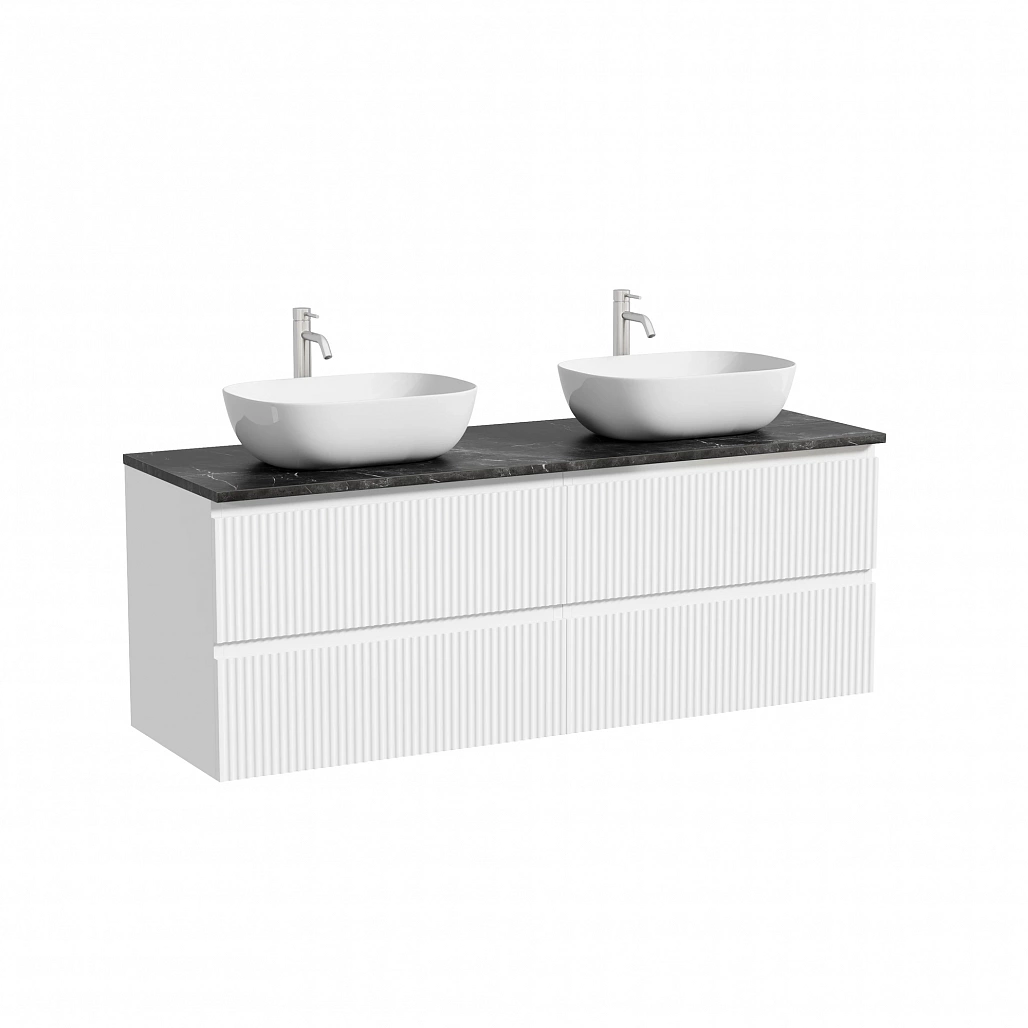 Тумба под столешницу Sancos Сноб Р / Snob R 69x44,5x50 подвесная, белый матовый / bianco, столешница 140 см, с отверстием под смеситель, черное небо / black sky — МЕБ009775 — фото 1