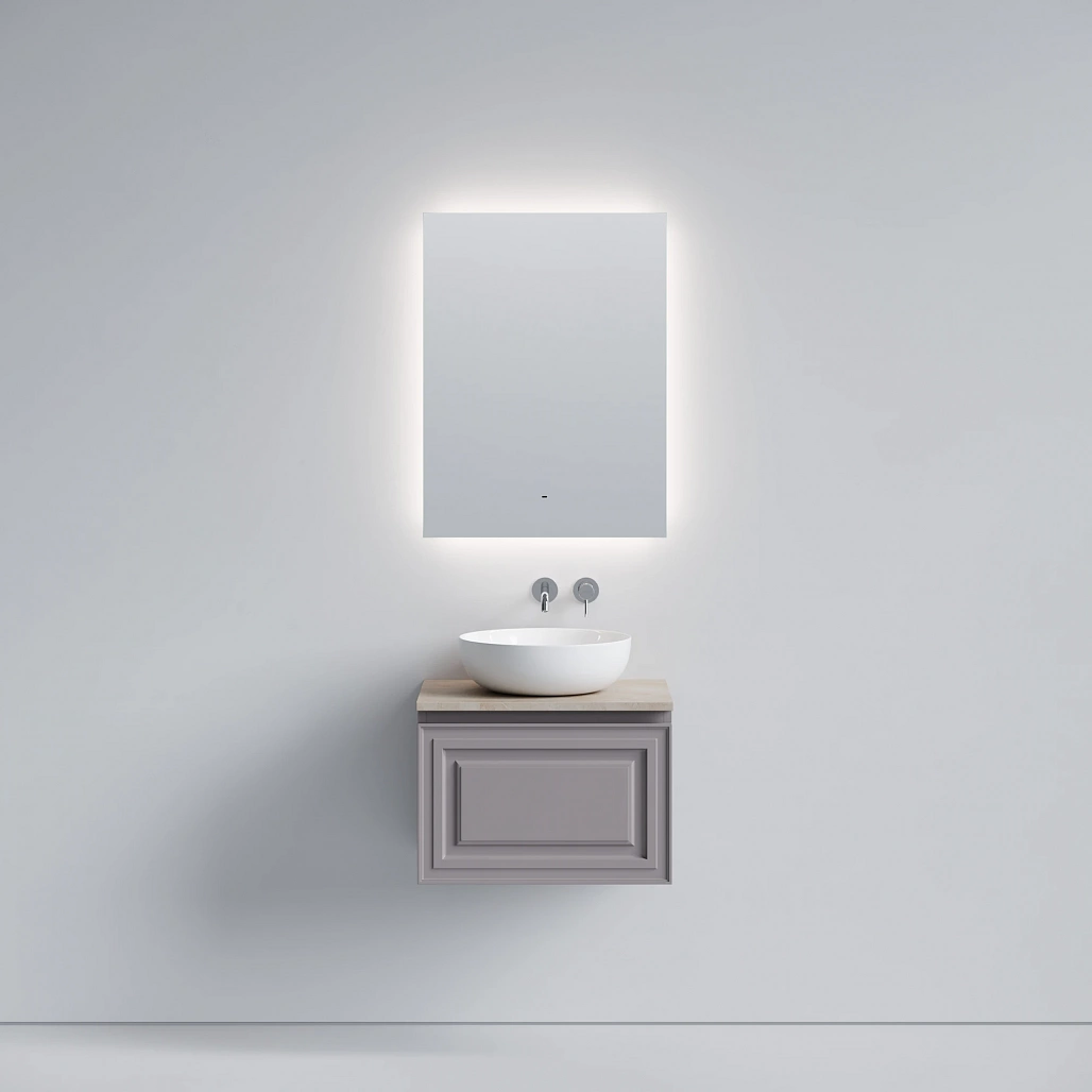 Тумба под столешницу Sancos Самая / Very 59x44,5x40,6 подвесная, пыльная роза / doha soft, столешница без отверстия под смеситель, креман / kreman — МЕБ009724 — фото 2