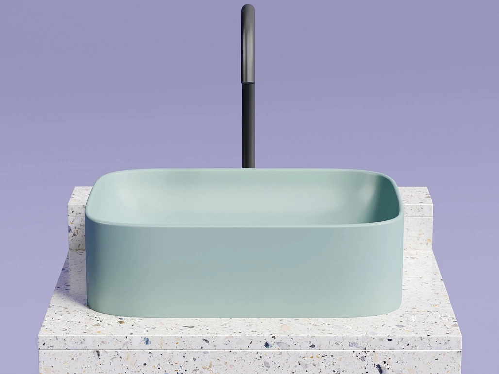 Раковина накладная Ceramicanova Элемент / Element 50,5x38x15 без перелива, прямоугольная, зеленый матовый — РАК010128 — фото 5