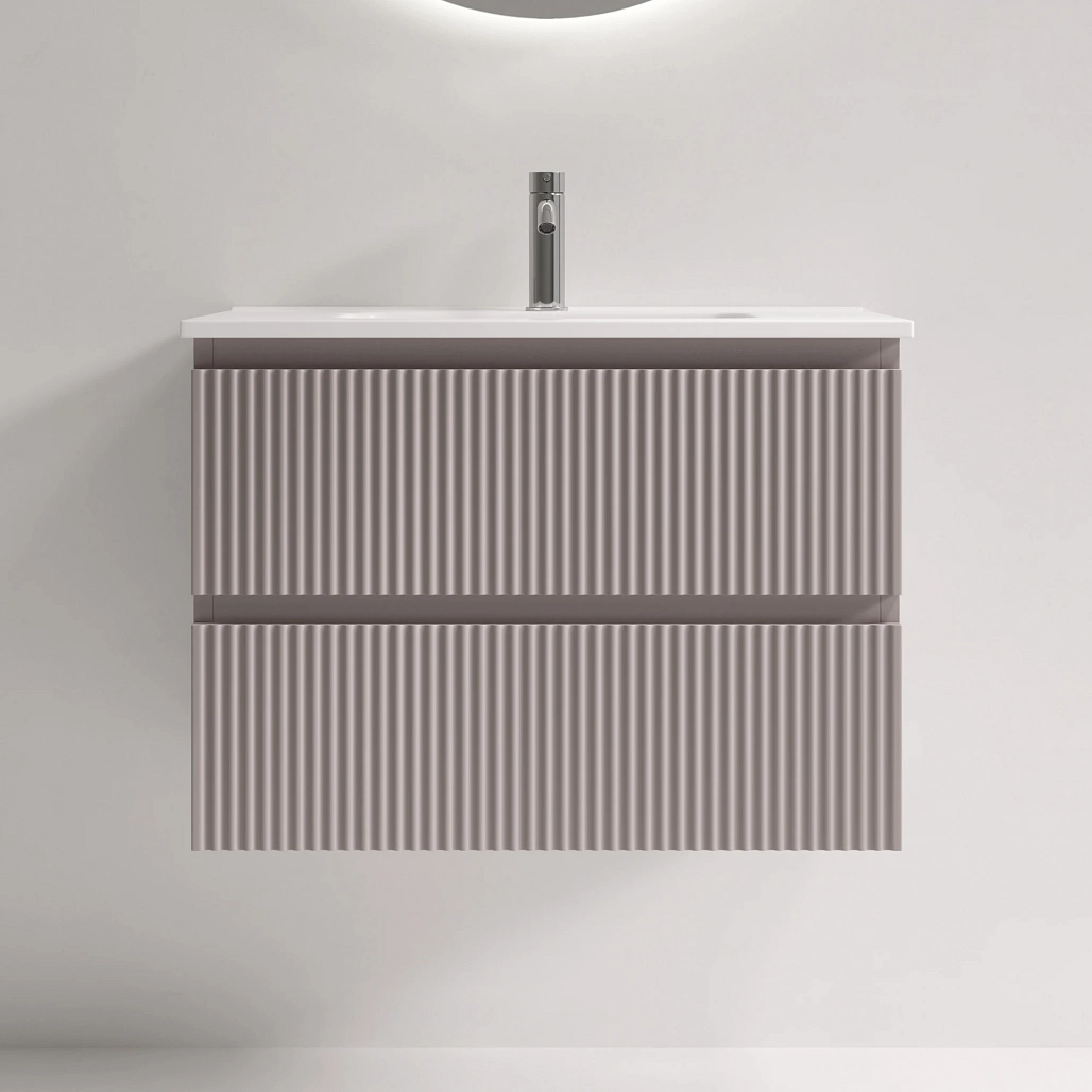 Тумба под раковину Sancos Сноб Р 390 / Snob R 390 69x39x50 подвесная, два ящика, пыльная роза / doha soft — МЕБ009298 — фото 4