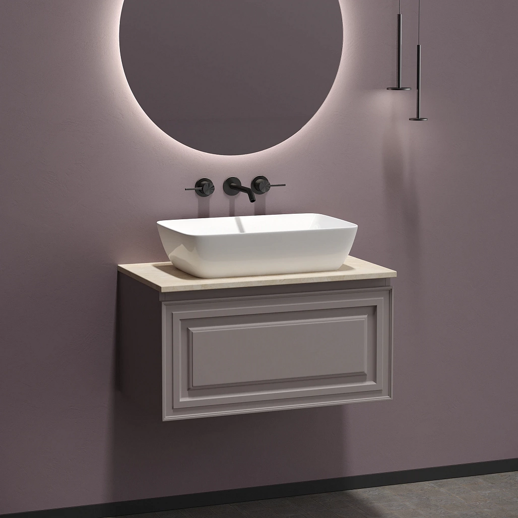 Тумба под столешницу Sancos Самая / Very 79x44,5x40,6 подвесная, пыльная роза / doha soft, столешница без отверстия под смеситель, креман / kreman — МЕБ009503 — фото 3