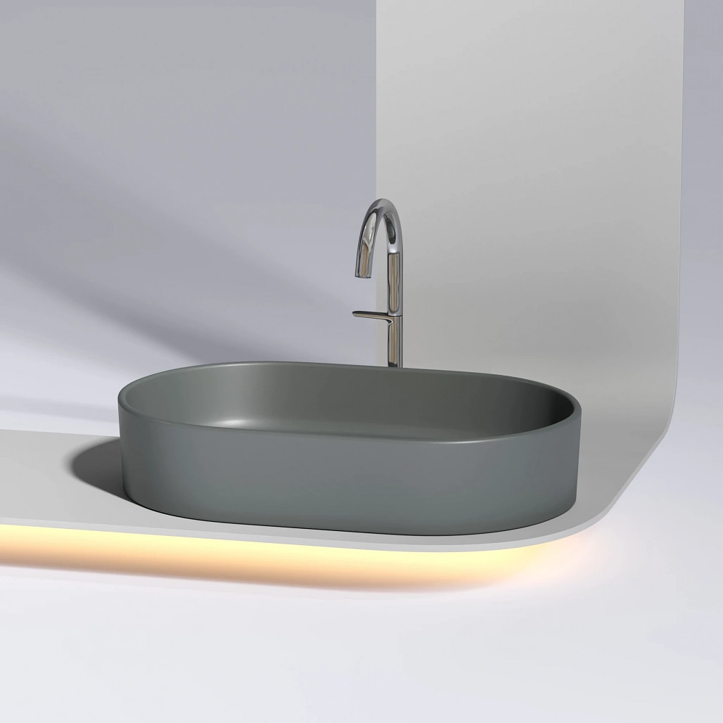 Раковина накладная Ceramicanova Элемент / Element 60,8x38,5x12,2 без перелива, овальная, темный антрацит матовый — РАК010108 — фото 7