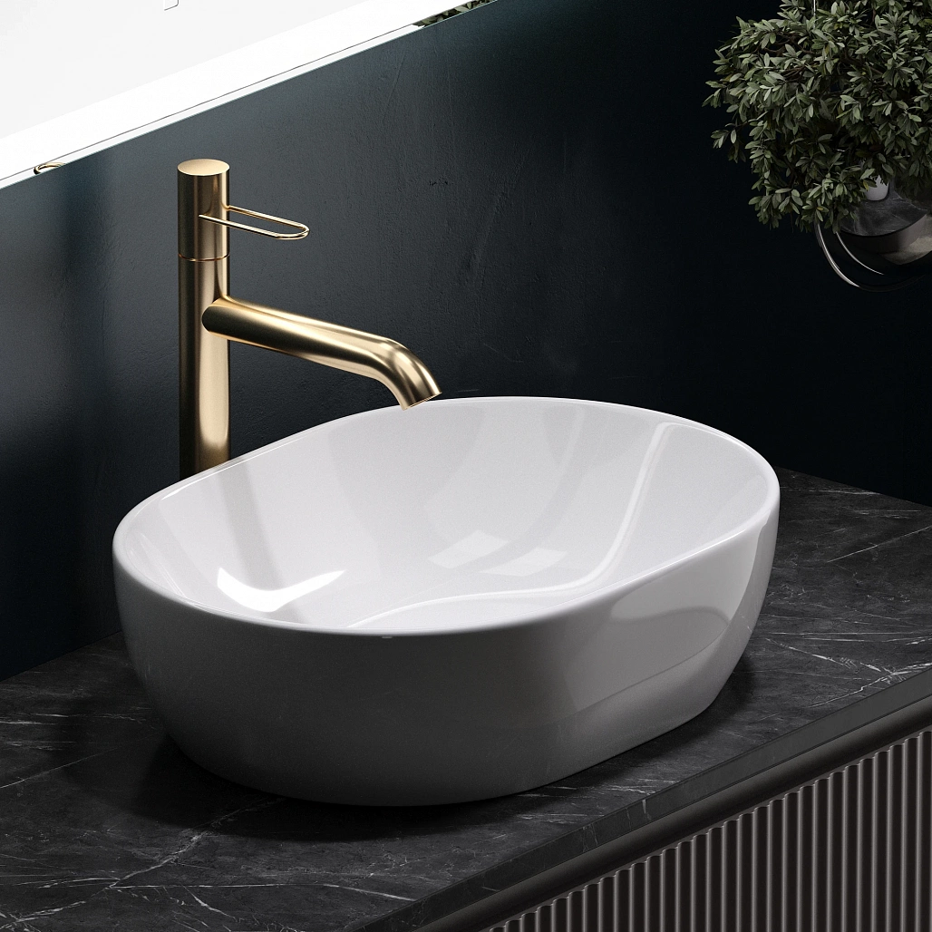 Тумба под столешницу Sancos Сноб Р / Snob R 99,5x44,5x50 подвесная, белый матовый / bianco, столешница с отверстием под смеситель, черное небо / black sky — МЕБ009492 — фото 8