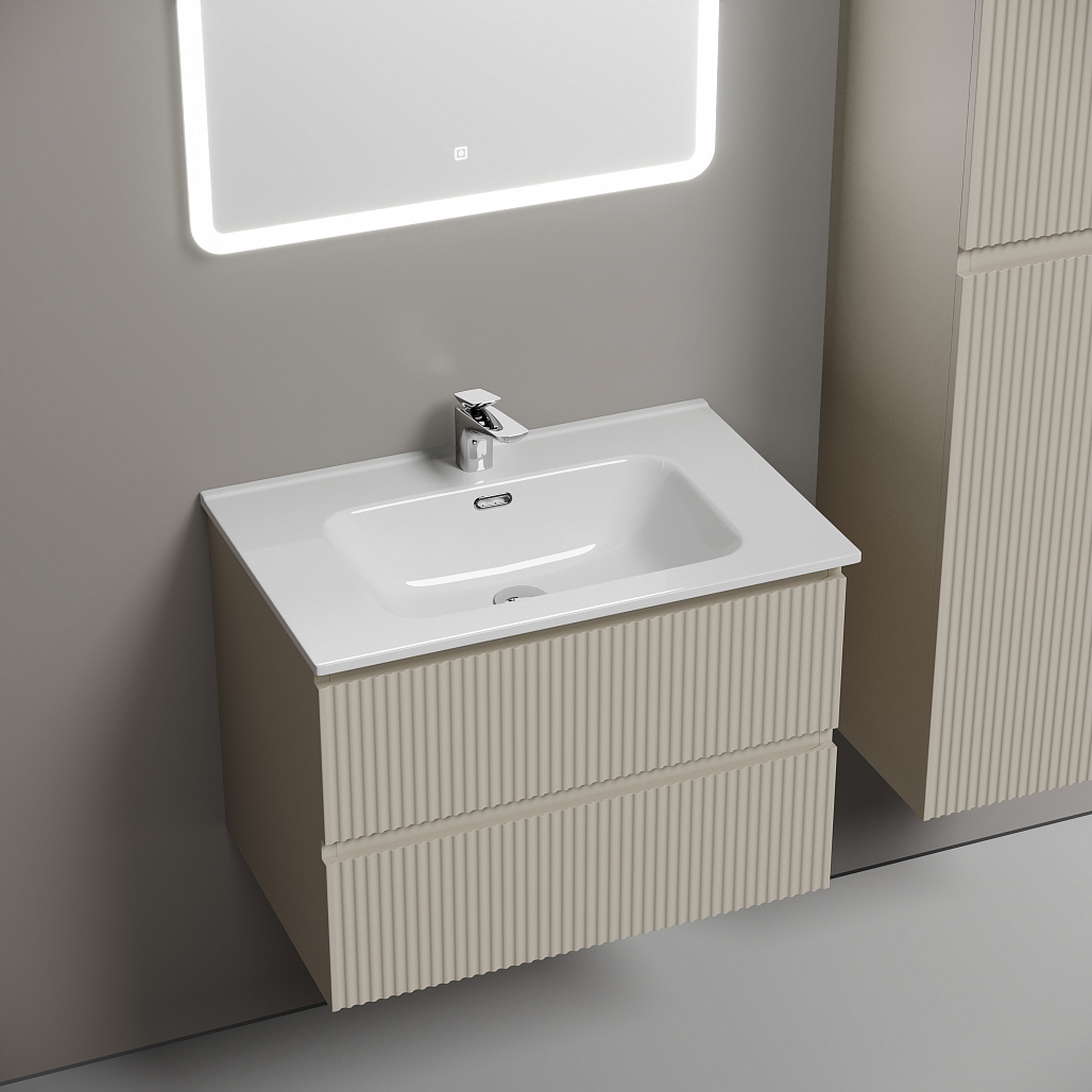 Тумба под раковину Sancos Сноб Р / Snob R 69x44,5x50 подвесная, два ящика, бежевый матовый / beige soft — МЕБ009223 — фото 4