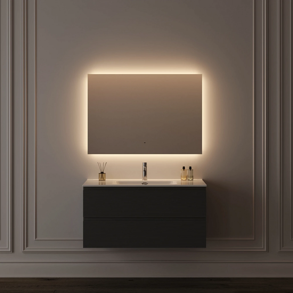 Зеркало Sancos Поле 2.0 / Square 2.0 100x70 светодиодная подсветка 2700K/4000K/5000K, антизапотевание, управление взмахом руки, диммируемая регулировка подсветки — ЗЕР010396 — фото 9