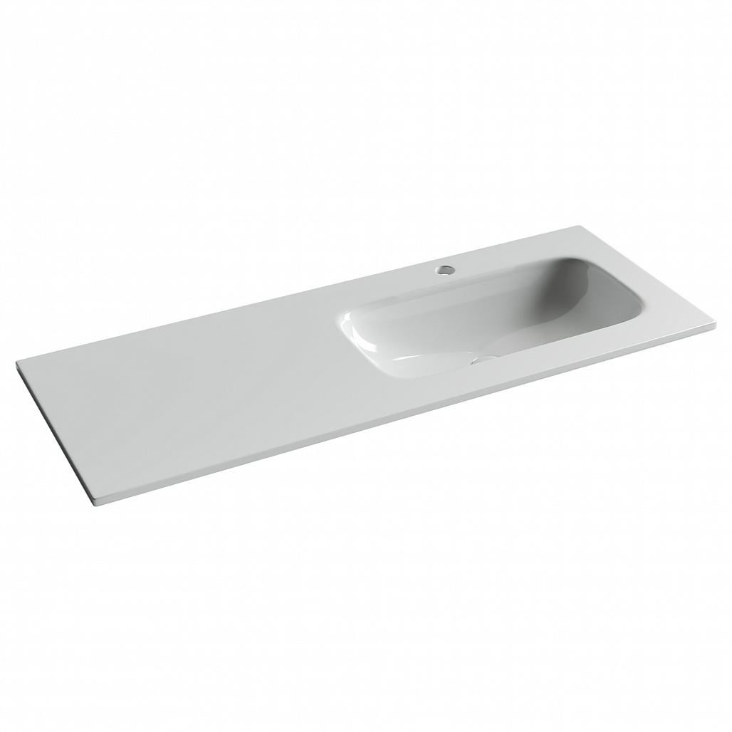 Раковина мебельная Ceramicanova Грация / Grace 121x45,7x13,7 без перелива, с отверстием под смеситель, чаша справа, прямоугольная, белый — РАК010072 — фото 1
