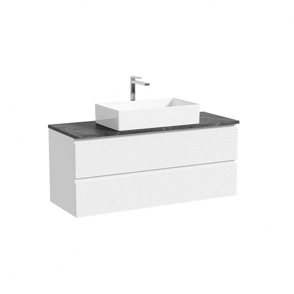Тумба под столешницу Sancos Фолк / Folk 119,5x44,5x50 подвесная, белый матовый / bianco, столешница с отверстием под смеситель, черное небо / black sky — МЕБ009521 — фото 1