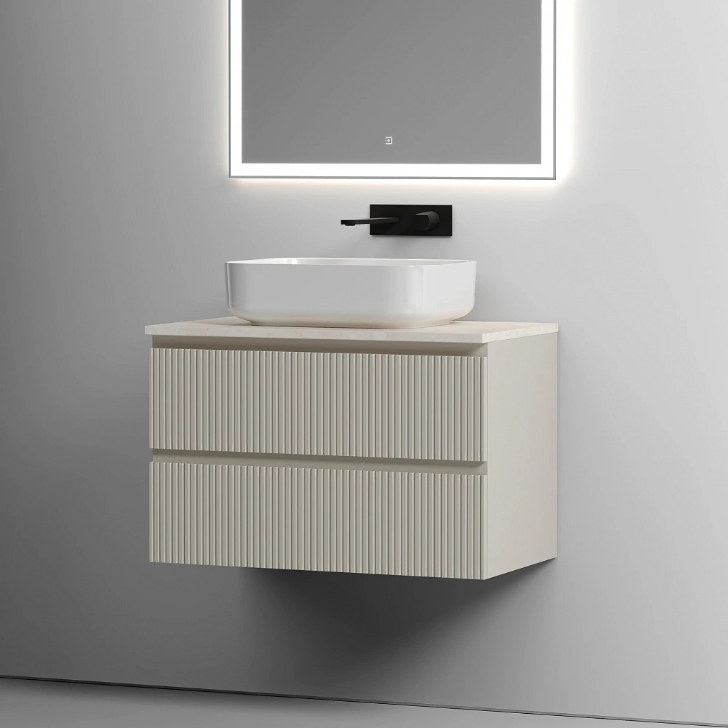Тумба под столешницу Sancos Сноб T / Snob T 79x44,5x50 подвесная, бежевый матовый / beige soft, столешница без отверстия под смеситель, креман / kreman — МЕБ009493 — фото 5