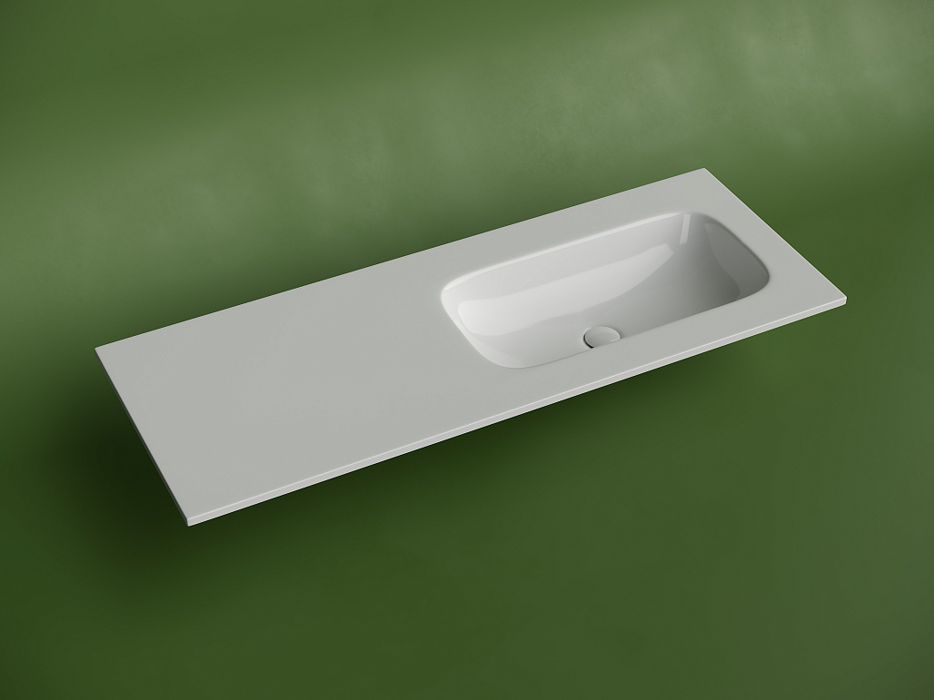 Раковина накладная Ceramicanova Грация (Grace) чаша справа, 1210x457x137, белый, CN7021wx
