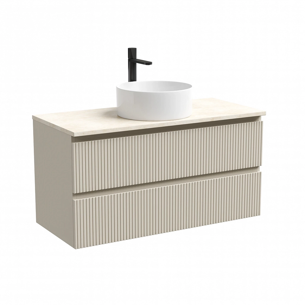 Тумба под столешницу Sancos Сноб T / Snob T 99,5x44,5x50 подвесная, белый матовый / bianco, столешница с отверстием под смеситель, креман / kreman — МЕБ009866 — фото 1