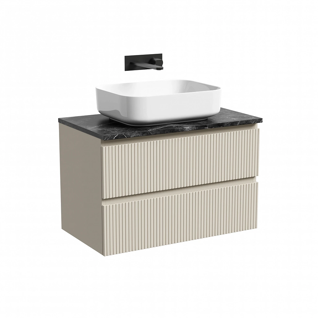 Тумба под столешницу Sancos Сноб T / Snob T 79x44,5x50 подвесная, бежевый матовый / beige soft, столешница без отверстия под смеситель, черное небо / black sky — МЕБ009861 — фото 1