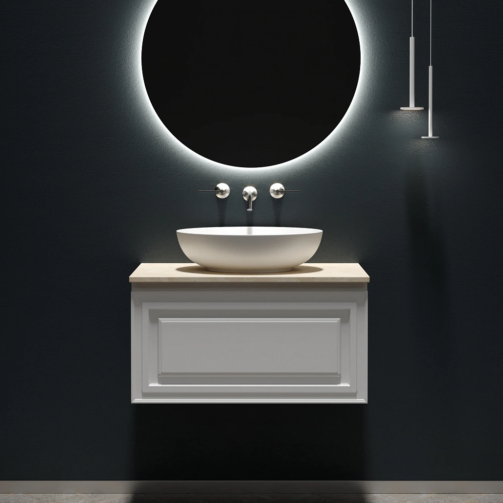 Тумба под столешницу Sancos Самая / Very 79x44,5x40,6 подвесная, белый матовый / bianco, столешница без отверстия под смеситель, креман / kreman — МЕБ009501 — фото 3