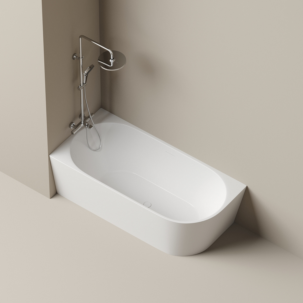 Ванна акриловая угловая Sancos Грань Л / Edge L FB23L 170x80x58 овальная, левая, с каркасом, со сливом-переливом, донным клапаном с системой "Клик - Клак", белый