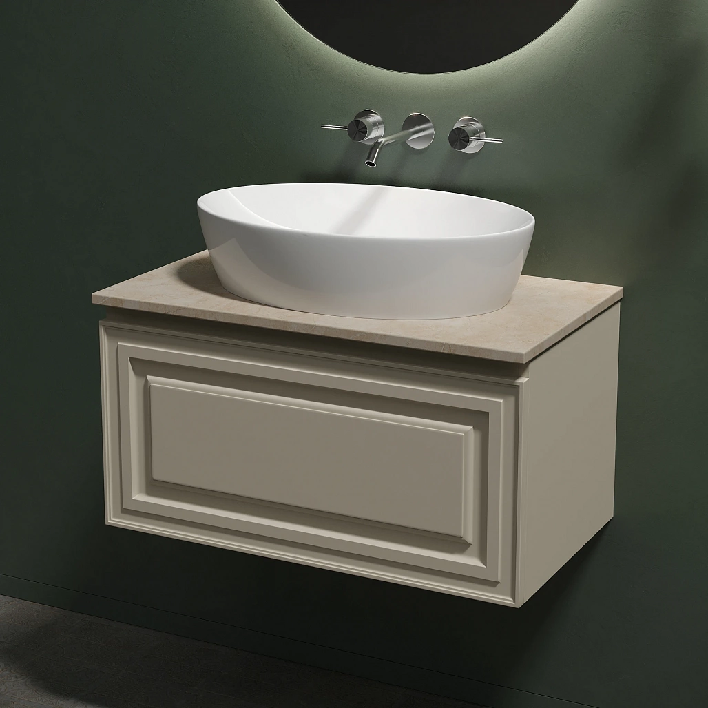 Тумба под столешницу Sancos Самая / Very 79x44,5x40,6 подвесная, бежевый матовый / beige soft, столешница без отверстия под смеситель, креман / kreman — МЕБ009969 — фото 4