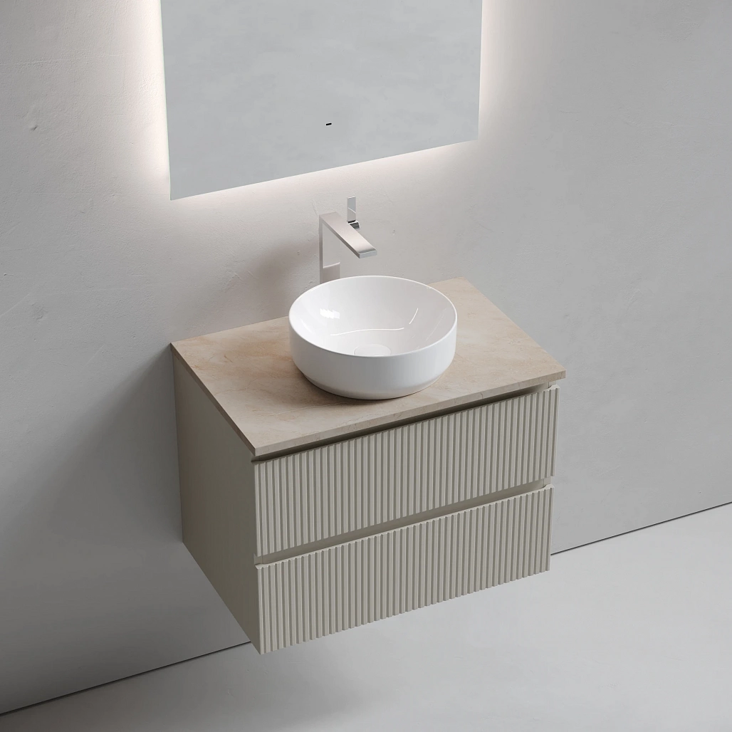 Тумба под столешницу Sancos Сноб T / Snob T 69x44,5x50 подвесная, бежевый матовый / beige soft, столешница с отверстием под смеситель, креман / kreman — МЕБ009919 — фото 3