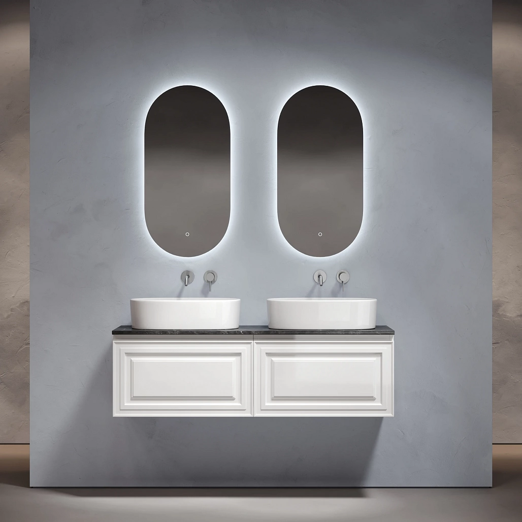 Тумба под столешницу Sancos Самая / Very 69x44,5x40,6 подвесная, белый матовый / bianco, столешница 140 см, без отверстия под смеситель, черное небо / black sky — МЕБ009657 — фото 2