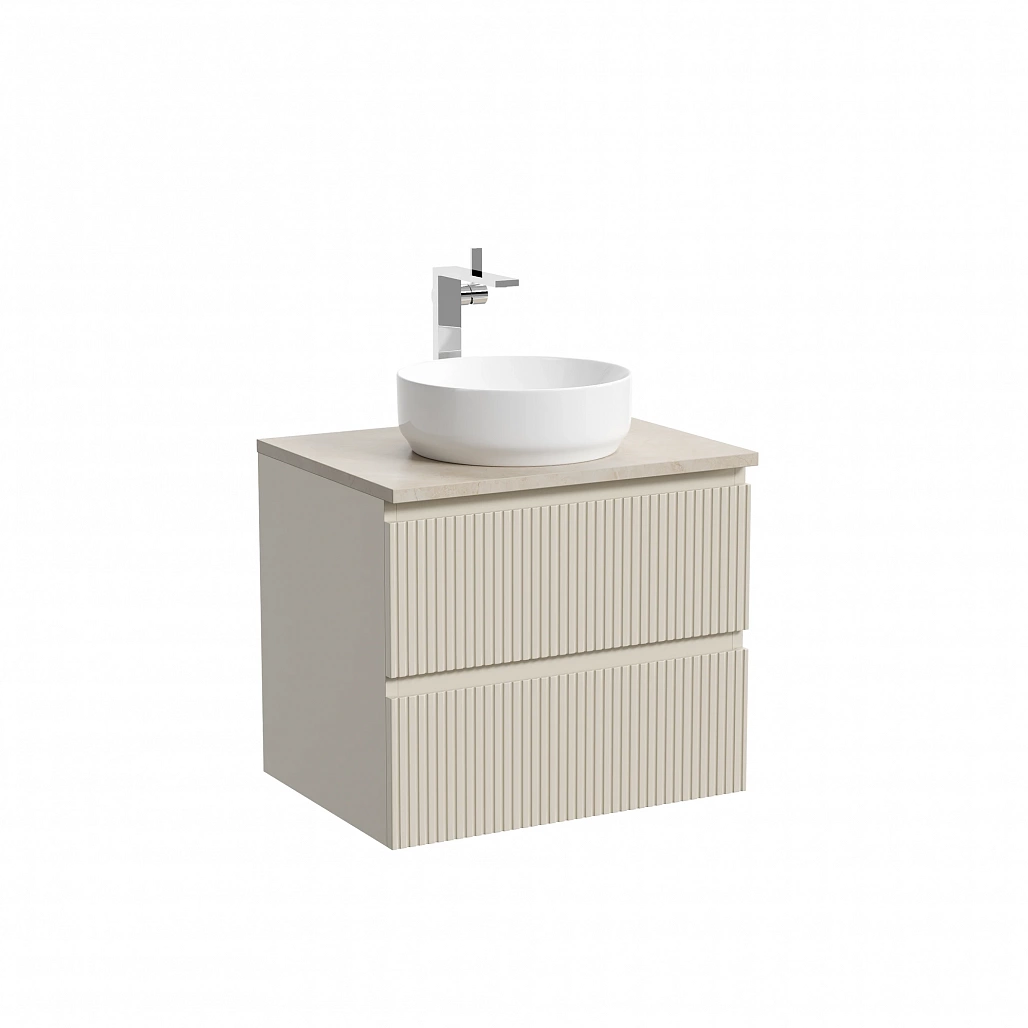 Тумба под столешницу Sancos Сноб T / Snob T 59x44,5x50 подвесная, бежевый матовый / beige soft, столешница с отверстием под смеситель, креман / kreman — МЕБ009911 — фото 1