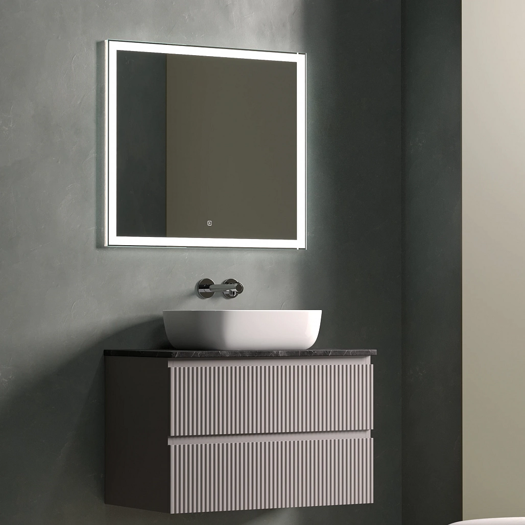 Тумба под столешницу Sancos Сноб Р / Snob R 79x44,5x50 подвесная, пыльная роза / doha soft, столешница без отверстия под смеситель, черное небо / black sky — МЕБ009758 — фото 5
