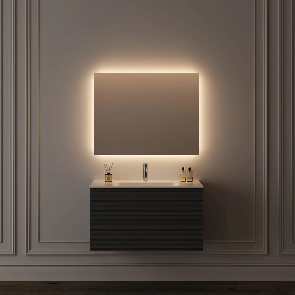 Зеркало Sancos Поле 2.0 / Square 2.0 90x70 светодиодная подсветка 2700K/4000K/5000K, антизапотевание, управление взмахом руки, диммируемая регулировка подсветки — ЗЕР010409 — фото 9