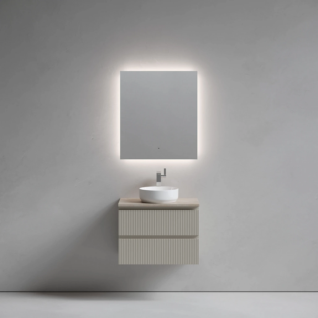 Тумба под столешницу Sancos Сноб T / Snob T 69x44,5x50 подвесная, бежевый матовый / beige soft, столешница с отверстием под смеситель, креман / kreman — МЕБ009919 — фото 2