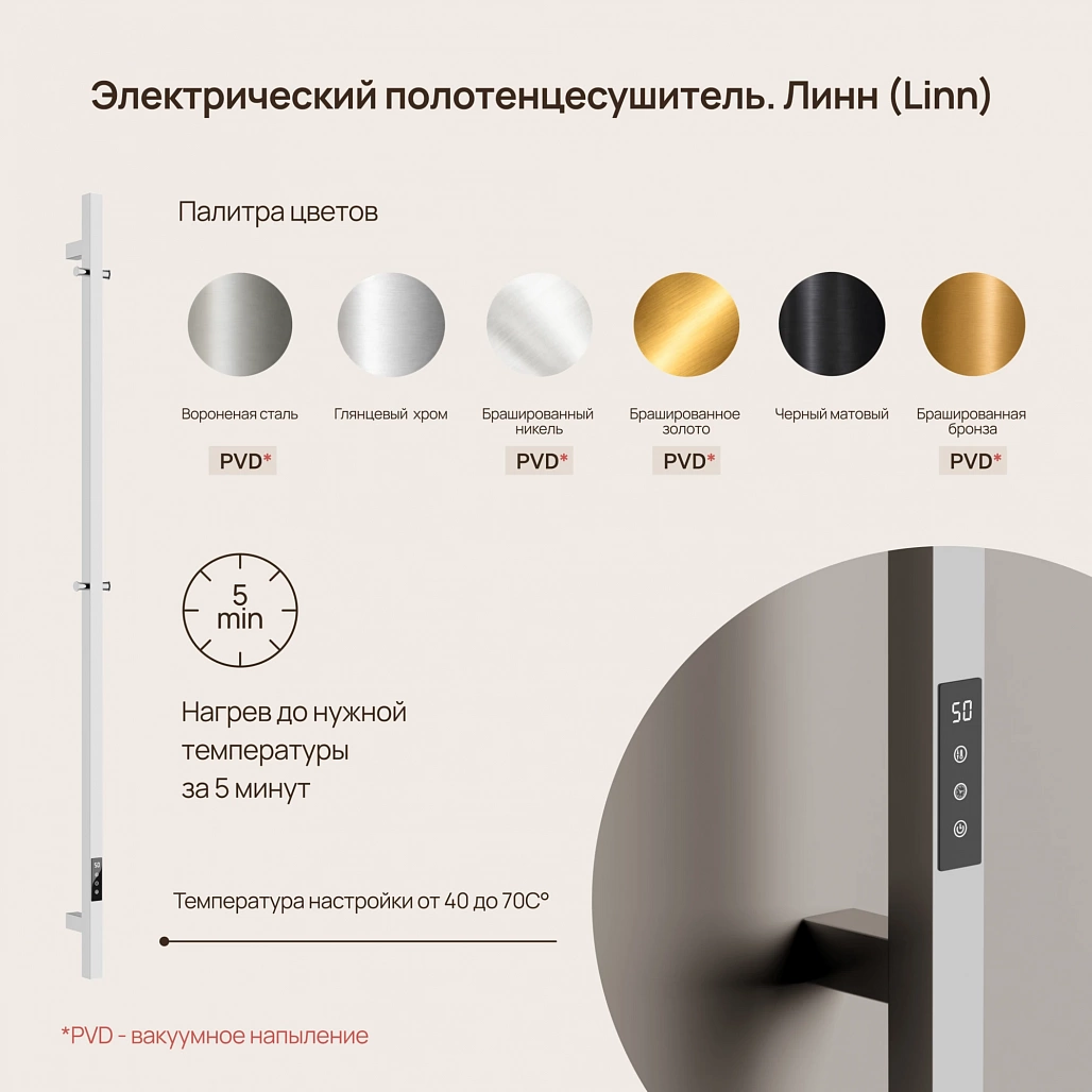 Полотенцесушитель электрический Sancos Линн / Linn SC13002CH 150x3 I-образный, хром