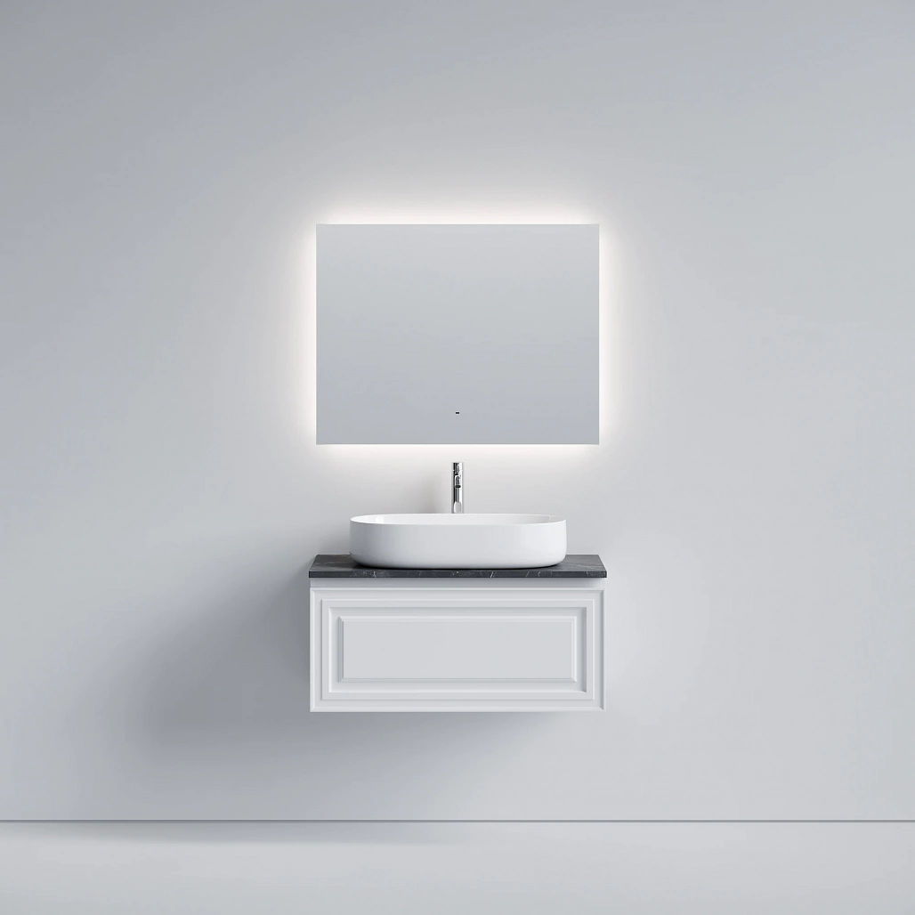 Тумба под столешницу Sancos Самая / Very 89x44,5x40,6 подвесная, белый матовый / bianco, столешница с отверстием под смеситель, черное небо / black sky — МЕБ009671 — фото 2