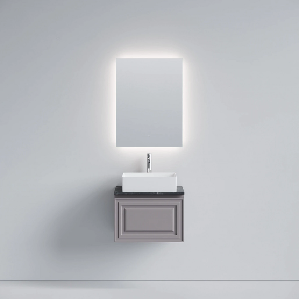 Тумба под столешницу Sancos Самая / Very 59x44,5x40,6 подвесная, пыльная роза / doha soft, столешница с отверстием под смеситель, черное небо / black sky — МЕБ009727 — фото 2