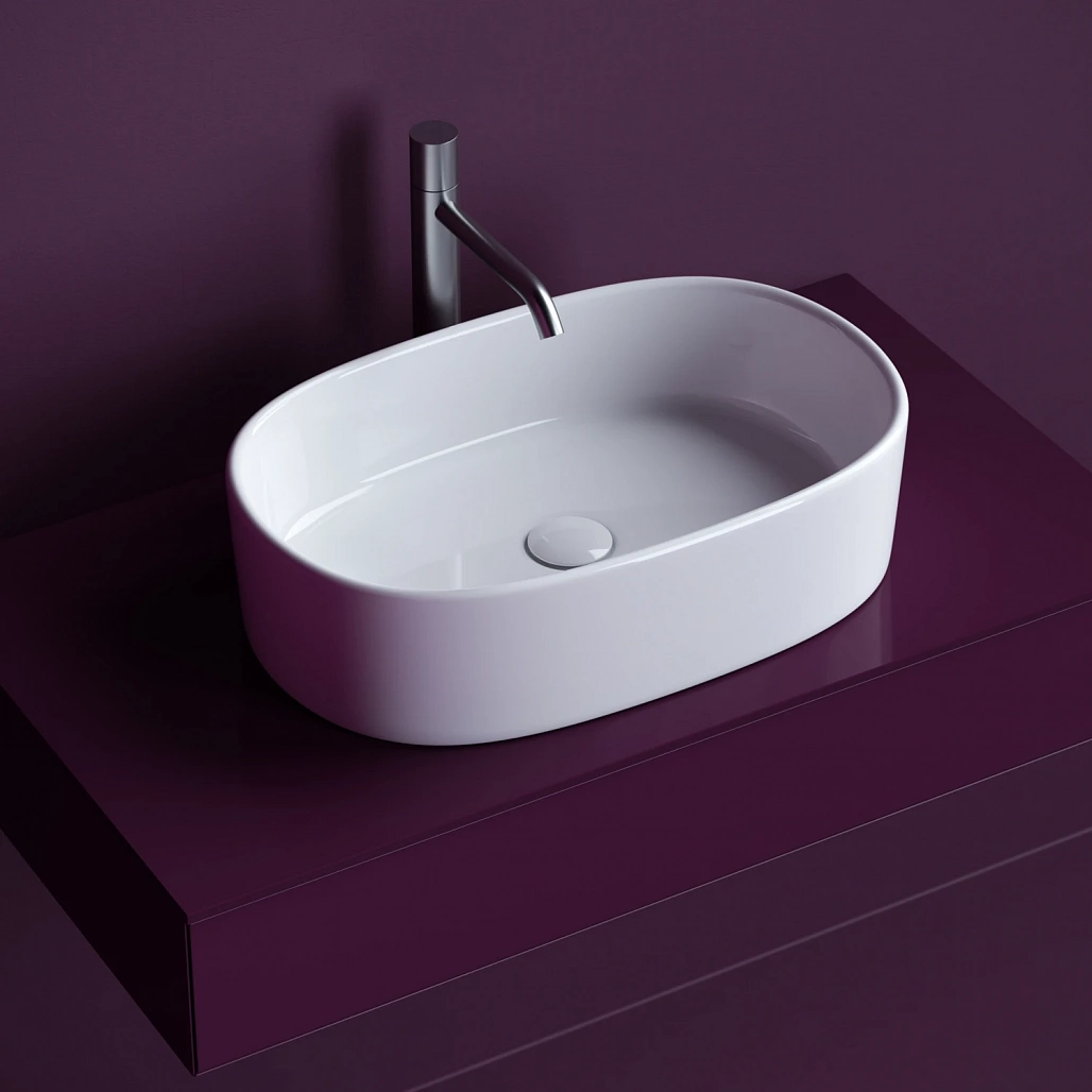 Раковина накладная овальная Ceramicanova Элемент (Element) 561x359x149, цвет белый, CN6075