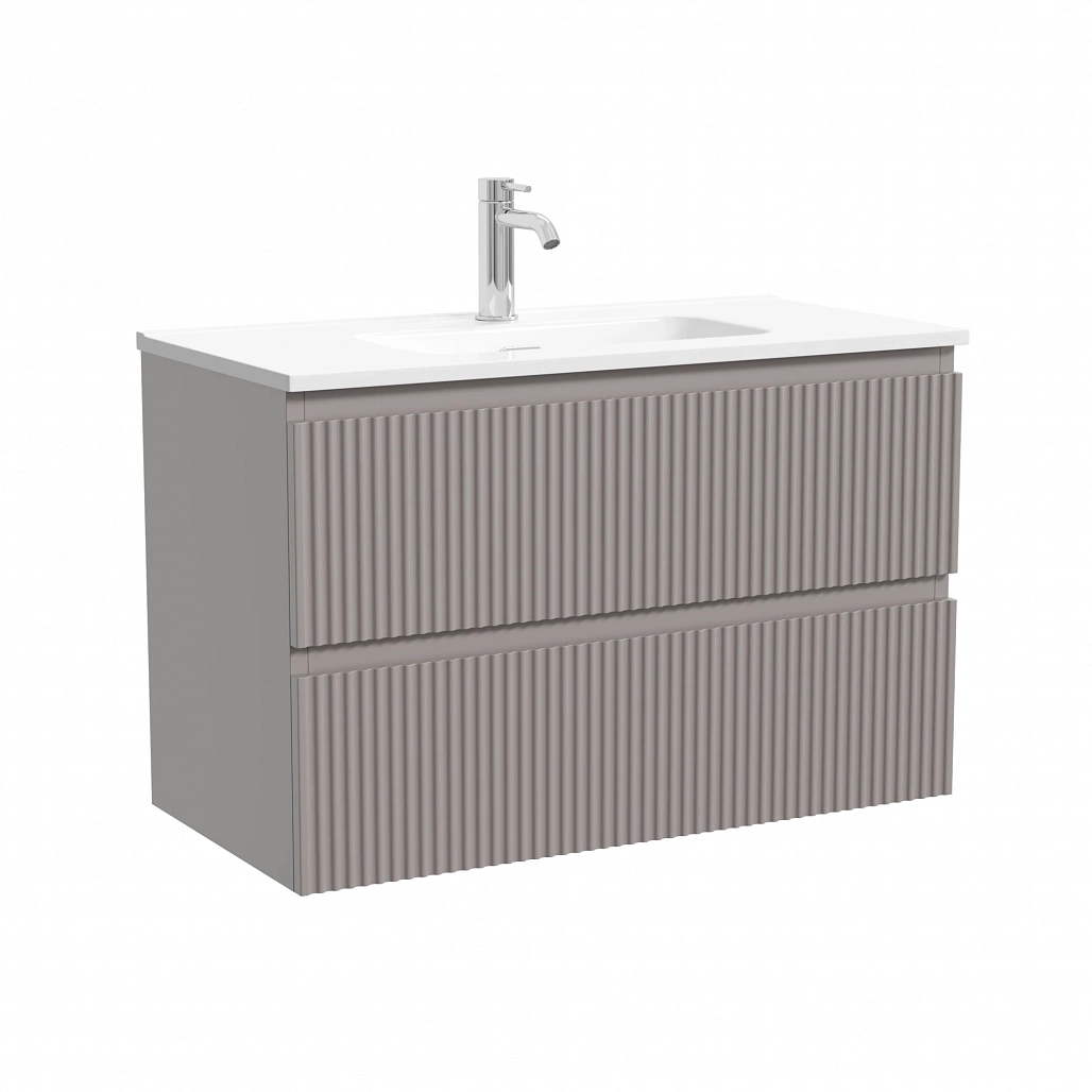 Тумба под раковину Sancos Сноб Р 390 / Snob R 390 79x39x50 подвесная, два ящика, пыльная роза / doha soft — МЕБ009301 — фото 1