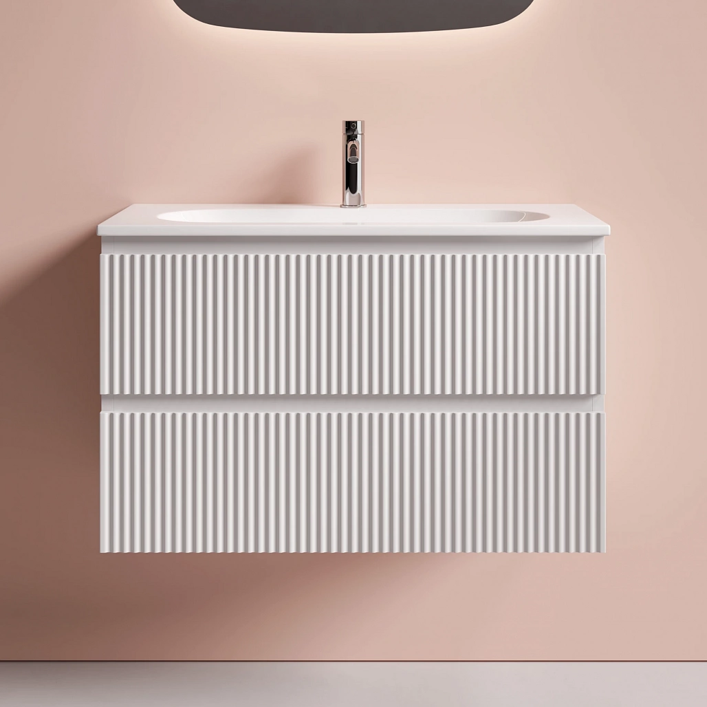 Тумба под раковину Sancos Сноб Р 390 / Snob R 390 79x39x50 подвесная, два ящика, белый матовый / bianco — МЕБ009286 — фото 2