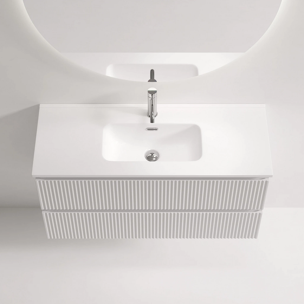 Тумба под раковину Sancos Сноб Р 390 / Snob R 390 99,5x39x50 подвесная, два ящика, белый матовый / bianco — МЕБ009306 — фото 5